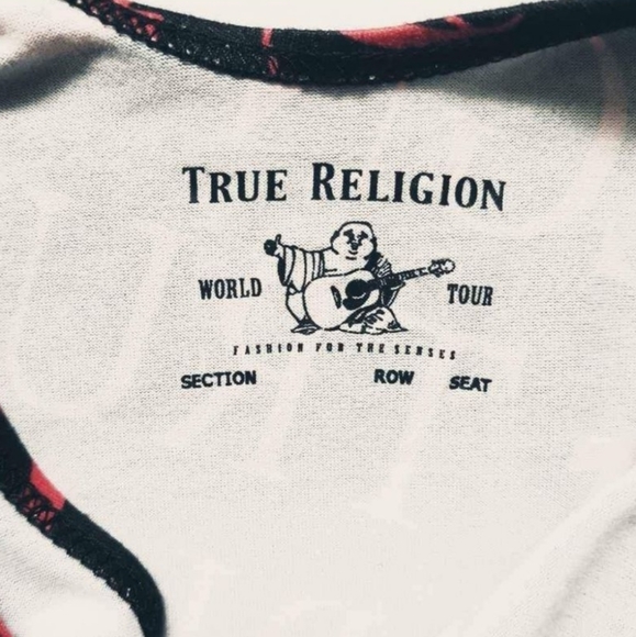 NWOT True Religion Black and RedLogo Bodysuit Size X Lasge - Picture 3 of 7